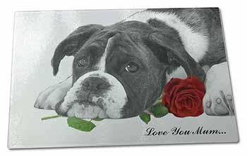 Large Glass Cutting Chopping Board Boxer Dog (B+W) 