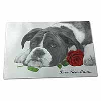 Large Glass Cutting Chopping Board Boxer Dog (B+W) 