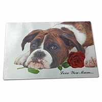 Large Glass Cutting Chopping Board Boxer Dog+Rose 