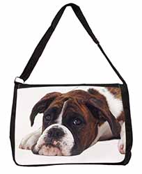 Boxer Dog Large Black Laptop Shoulder Bag School/College