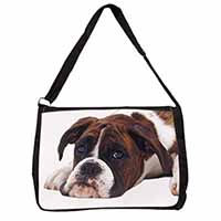 Boxer Dog Large Black Laptop Shoulder Bag School/College