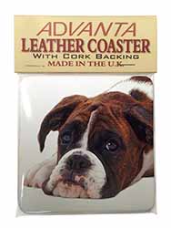 Boxer Dog Single Leather Photo Coaster