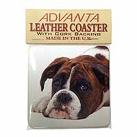 Boxer Dog Single Leather Photo Coaster