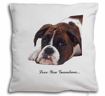 Boxer Dogs Grandma Gift Soft White Velvet Feel Scatter Cushion