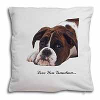 Boxer Dogs Grandma Gift Soft White Velvet Feel Scatter Cushion