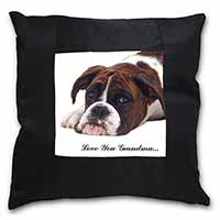 Boxer Dogs Grandma Gift Black Satin Feel Scatter Cushion