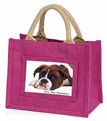 Boxer Dogs Grandma Gift Little Girls Small Pink Jute Shopping Bag