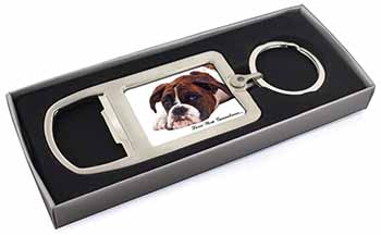 Boxer Dogs Grandma Gift Chrome Metal Bottle Opener Keyring in Box