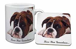 Boxer Dogs Grandma Gift Mug and Coaster Set