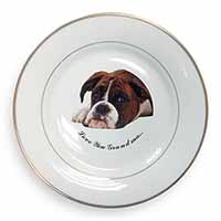 Boxer Dogs Grandma Gift Gold Rim Plate Printed Full Colour in Gift Box