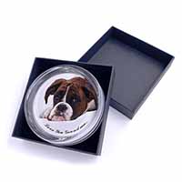 Boxer Dogs Grandma Gift Glass Paperweight in Gift Box