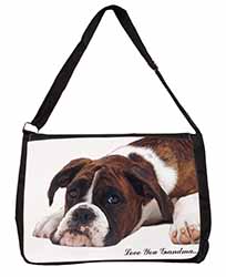 Boxer Dogs Grandma Gift Large Black Laptop Shoulder Bag School/College