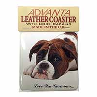 Boxer Dogs Grandma Gift Single Leather Photo Coaster