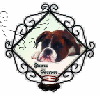 Boxer Dog "Yours Forever..." Wrought Iron Wall Art Candle Holder