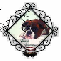 Boxer Dog "Yours Forever..." Wrought Iron Wall Art Candle Holder