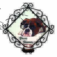 Boxer Dog "Yours Forever..." Wrought Iron Wall Art Candle Holder