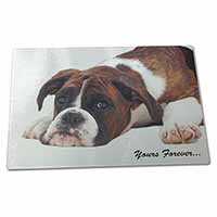 Large Glass Cutting Chopping Board Boxer Dog "Yours Forever..."
