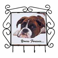 Boxer Dog "Yours Forever..." Wrought Iron Key Holder Hooks