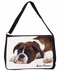 Boxer Dog "Yours Forever..." Large Black Laptop Shoulder Bag School/College