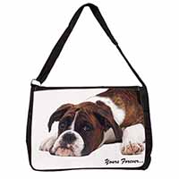 Boxer Dog "Yours Forever..." Large Black Laptop Shoulder Bag School/College