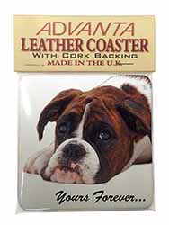 Boxer Dog "Yours Forever..." Single Leather Photo Coaster