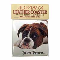 Boxer Dog "Yours Forever..." Single Leather Photo Coaster