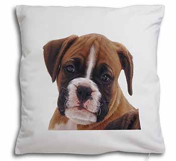 Red and White Boxer Puppy Soft White Velvet Feel Scatter Cushion