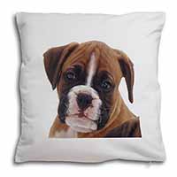 Red and White Boxer Puppy Soft White Velvet Feel Scatter Cushion