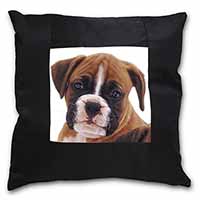 Red and White Boxer Puppy Black Satin Feel Scatter Cushion