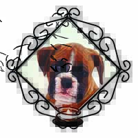Red and White Boxer Puppy Wrought Iron Wall Art Candle Holder