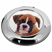 Red and White Boxer Puppy Make-Up Round Compact Mirror