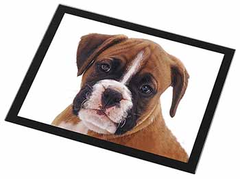 Red and White Boxer Puppy Black Rim High Quality Glass Placemat