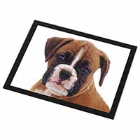 Red and White Boxer Puppy Black Rim High Quality Glass Placemat