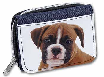 Red and White Boxer Puppy Unisex Denim Purse Wallet