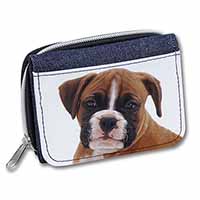 Red and White Boxer Puppy Unisex Denim Purse Wallet