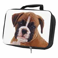 Red and White Boxer Puppy Black Insulated School Lunch Box/Picnic Bag
