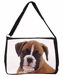 Red and White Boxer Puppy Large Black Laptop Shoulder Bag School/College