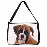 Red and White Boxer Puppy Large Black Laptop Shoulder Bag School/College
