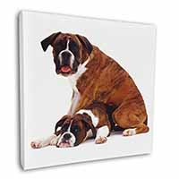 Boxer Dog with Puppy Square Canvas 12"x12" Wall Art Picture Print