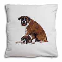 Boxer Dog with Puppy Soft White Velvet Feel Scatter Cushion