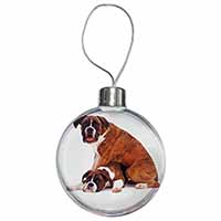 Boxer Dog with Puppy Christmas Bauble
