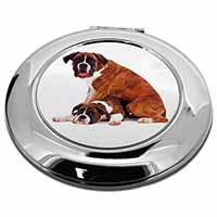 Boxer Dog with Puppy Make-Up Round Compact Mirror