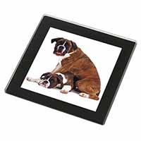 Boxer Dog with Puppy Black Rim High Quality Glass Coaster