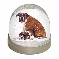 Boxer Dog with Puppy Snow Globe Photo Waterball