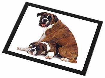 Boxer Dog with Puppy Black Rim High Quality Glass Placemat