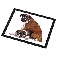 Boxer Dog with Puppy Black Rim High Quality Glass Placemat