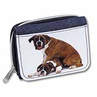 Boxer Dog with Puppy Unisex Denim Purse Wallet