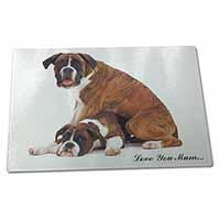 Large Glass Cutting Chopping Board Boxer Dogs 