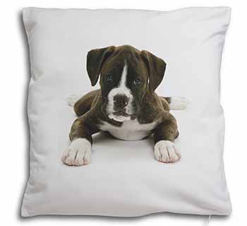 Boxer Dog Soft White Velvet Feel Scatter Cushion