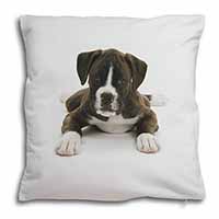 Boxer Dog Soft White Velvet Feel Scatter Cushion